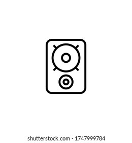 Sound box vector icon in black line style icon, style isolated on white background