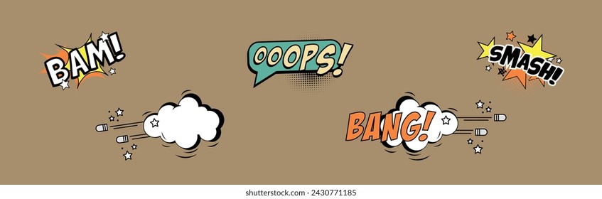 Sound Bubble Effect in Comic Style Vector Set