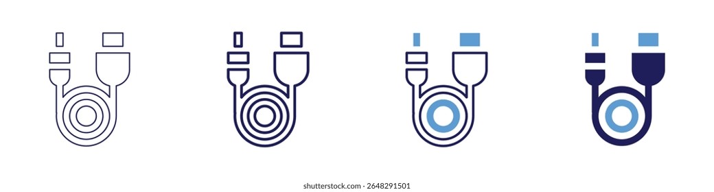 Sound cable icon in 4 different styles. Thin Line, Line, Bold Line, Duotone. Duotone style. Editable stroke.