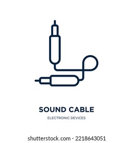 icono de cable de sonido de la colección de dispositivos electrónicos. Cable de sonido lineal delgado, sonido, icono del contorno del cable aislado en fondo blanco. Señal de cable de sonido vectorial de línea, símbolo para web y móvil