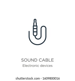 Sound cable icon. Thin linear sound cable outline icon isolated on white background from electronic devices collection. Line vector sign, symbol for web and mobile