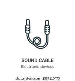 Sound cable outline vector icon. Thin line black sound cable icon, flat vector simple element illustration from editable electronic devices concept isolated on white background