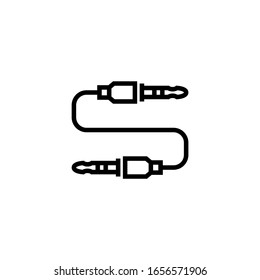 Sound cable vector icon in linear, outline icon isolated on white background