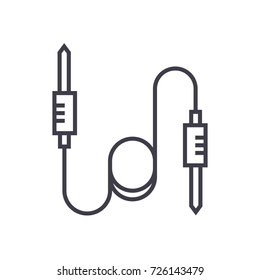 sound cables vector line icon, sign, illustration on background, editable strokes