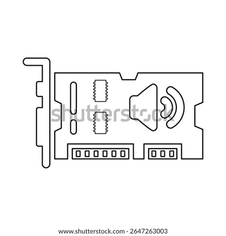 Sound Card Icon, Line Vector graphics