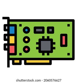 SOUND CARD LINE COLOR ICON VECTOR