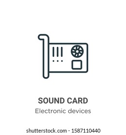 Sound card outline vector icon. Thin line black sound card icon, flat vector simple element illustration from editable electronic devices concept isolated on white background