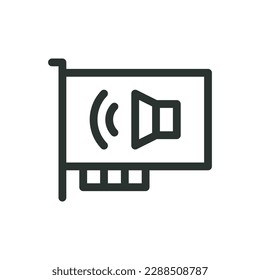 Sound card for pc isolated icon, audio card in computer vector icon with editable stroke