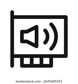 Ícone da interface do usuário da placa de som, símbolo de vetor da interface do usuário da linha simples do sound blaster
