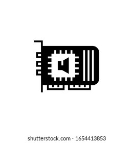 Sound card vector icon in black solid flat isolated on white background
