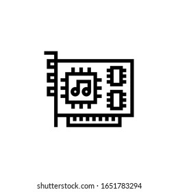 Icono vectorial de tarjeta de sonido en línea, estilo lineal aislado en fondo blanco