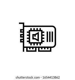Sound card vector icon in lineout, linear style isolated on white background