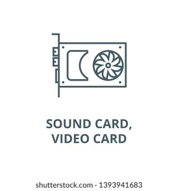 Sound card,video card vector line icon, linear concept, outline sign, symbol