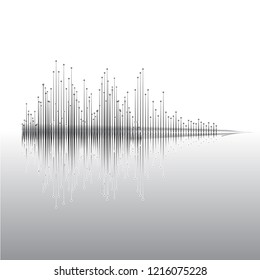 Sound chart, equalizer on white background with reflection.