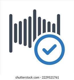 Sound check icon. Approved voice recognition. Vector and glyph