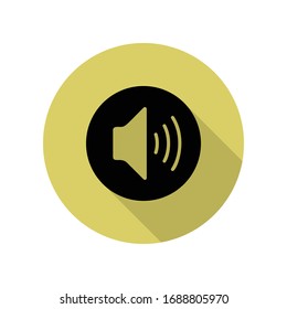 sonido en un icono de sombra larga circular. Glifo simple, vector plano de iconos web para ui y ux, sitio web o aplicación móvil