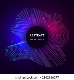 Sound circular wave with light effects. Luminous bright voice wave. Electronic equalizer in neon colors