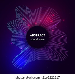 Sound circular wave with light effects. Luminous bright voice wave. Electronic equalizer in neon colors