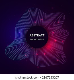 Sound circular wave with light effects. Luminous bright voice wave. Electronic equalizer in neon colors