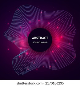 Sound circular wave with light effects. Luminous bright voice wave. Electronic equalizer in neon colors