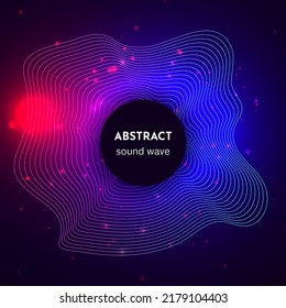 Schallkreiswelle mit Lichteffekten. Leuchtende helle Stimmwelle. Elektronischer Equalizer in Neonfarben
