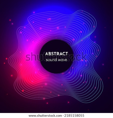 Sound circular wave with light effects. Luminous bright voice wave. Electronic equalizer in neon colors