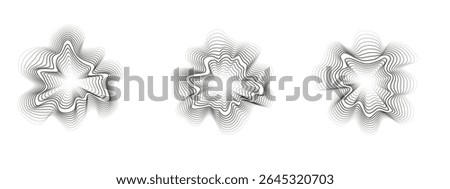 Sound circular waves. Abstract undulating circles. Minimalistic sound lines, radial spectrum. Colorful cover for music poster and banner. Radial spectrum. Vector illustration.