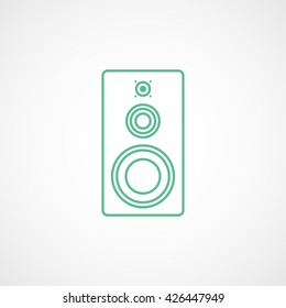 Sound Column Green Line Icon On White Background