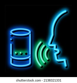 Sound Column Voice Control neon light sign vector. Glowing bright icon sign. transparent symbol illustration