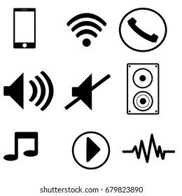 Sound and communication vector icon set
