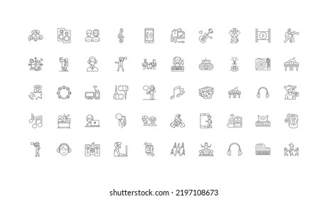 Sound concept illustration, linear icons, line signs set, vector collection