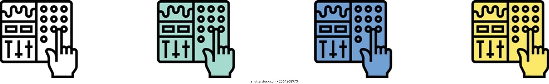 sound control icon. Outline, Green, Blue and Yellow Style Design Isolated On White Background