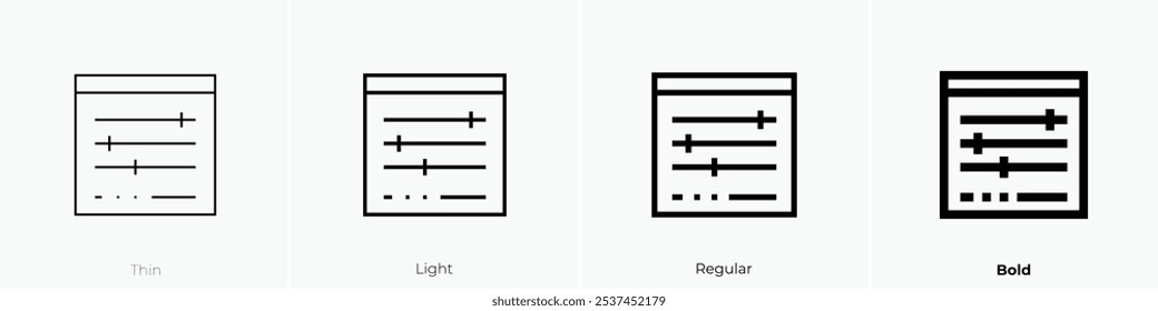 icono de control de sonido. Diseño de estilo delgado, ligero, regular y audaz aislado sobre fondo blanco