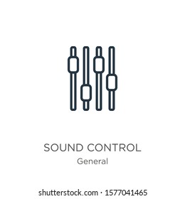 Sound control icon. Thin linear sound control outline icon isolated on white background from general collection. Line vector sign, symbol for web and mobile
