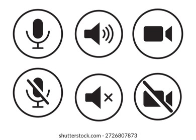 Controle de som simplicidade com opções de mudo para os sons do seu projeto, volume para cima e para baixo ícones em um estilo limpo, moderno para aplicativos e sites.