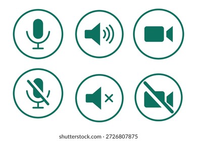 Controle de som simplicidade com opções de mudo para os sons do seu projeto, volume para cima e para baixo ícones em um estilo limpo, moderno para aplicativos e sites.