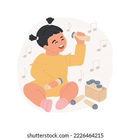 Sound cylinders isolated cartoon vector illustration. Sound boxes, auditory sense development, preschool learning, montessori classroom, child shaking cylinder, making sound vector cartoon.