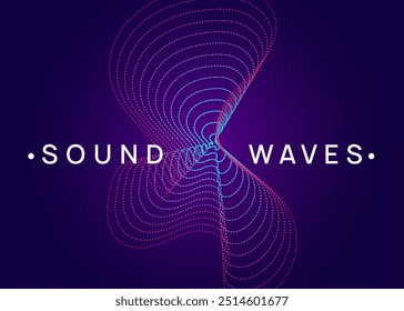 Sound Design. Blue Discotheque Poster. Violet Music Background. Night Club Event. Edm Trance Element. Electronic Radio Invitation. Festival Vector. Pink Sound Design