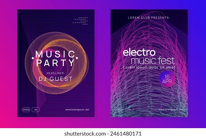Sound Design. Edm Electro Template. Blue Night Club Event. Psychedelic Beat Illustration. Fest Banner. Concert Vector. Violet Techno Set. Pink Sound Design