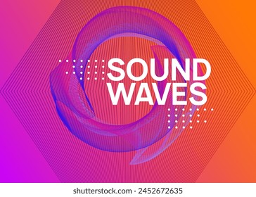 Sound Design. Electro Vector. Violet Techno Magazine. Green Dj Background. Edm Trance Graphic. Fest Flyer. Psychedelic Audio Illustration. Pink Sound Design