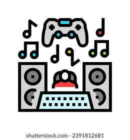 vector de color de desarrollo de juegos de diseño de sonido. signo de desarrollo de juegos de diseño de sonido. ilustración de símbolo aislado