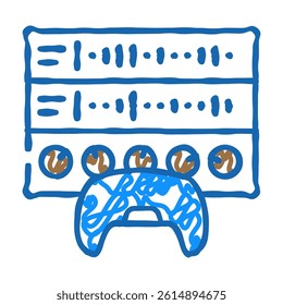 sound design game development doodle icon sketch vector. sound design game development sign. isolated symbol illustration