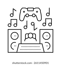 sound design game development line icon vector. sound design game development sign. isolated contour symbol black illustration
