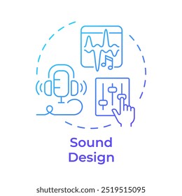 Sound design multi color concept icon. Media production, sfx. Soundboard, digital editing. Round shape line illustration. Abstract idea. Graphic design. Easy to use in infographic, presentation