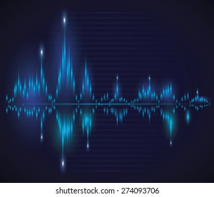 Sound design over blue background, vector illustration.