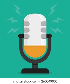 Sound design over green background, vector illustration.