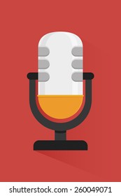 Sound design over red background, vector illustration.