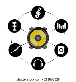 sound design over white background vector illustration