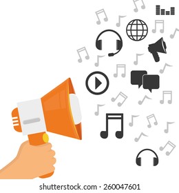 Sound design over white background, vector illustration.