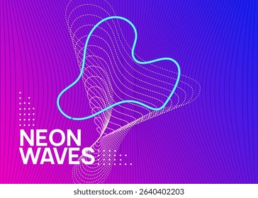 Sound Design. Psychedelic Disco Illustration. Trance Cover. Dj Concert Element. Pink Edm Event. Discotheque Poster. Violet Dance Flyer. Green Sound Design